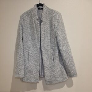 Vici Tayshia Pocket Coat Womens Grey Herringbone Open Front Tweed Jacket Size S